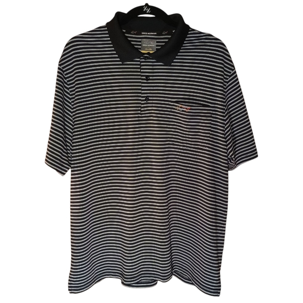 Greg Norman Tasso Elba 5 Iron Golf Polo Mens Large Perfect Condition Flawless